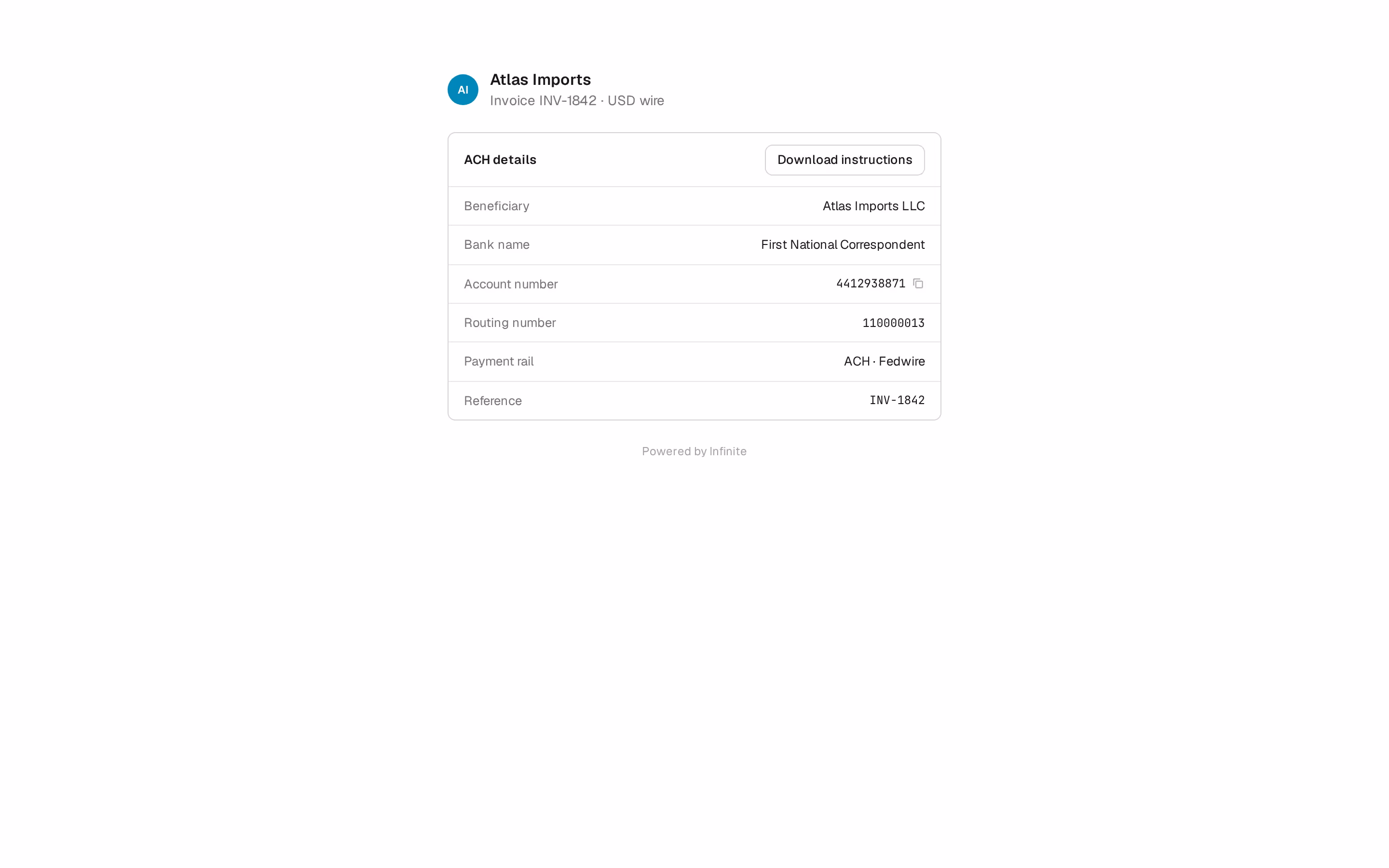 Payment link composer with share controls